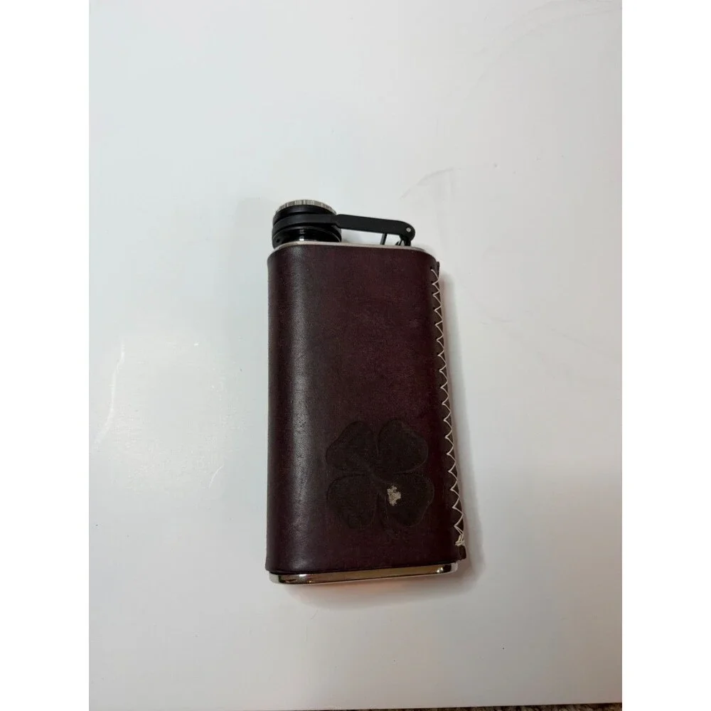 Stanley Leather Flask With Clover - Leather Made in Texas